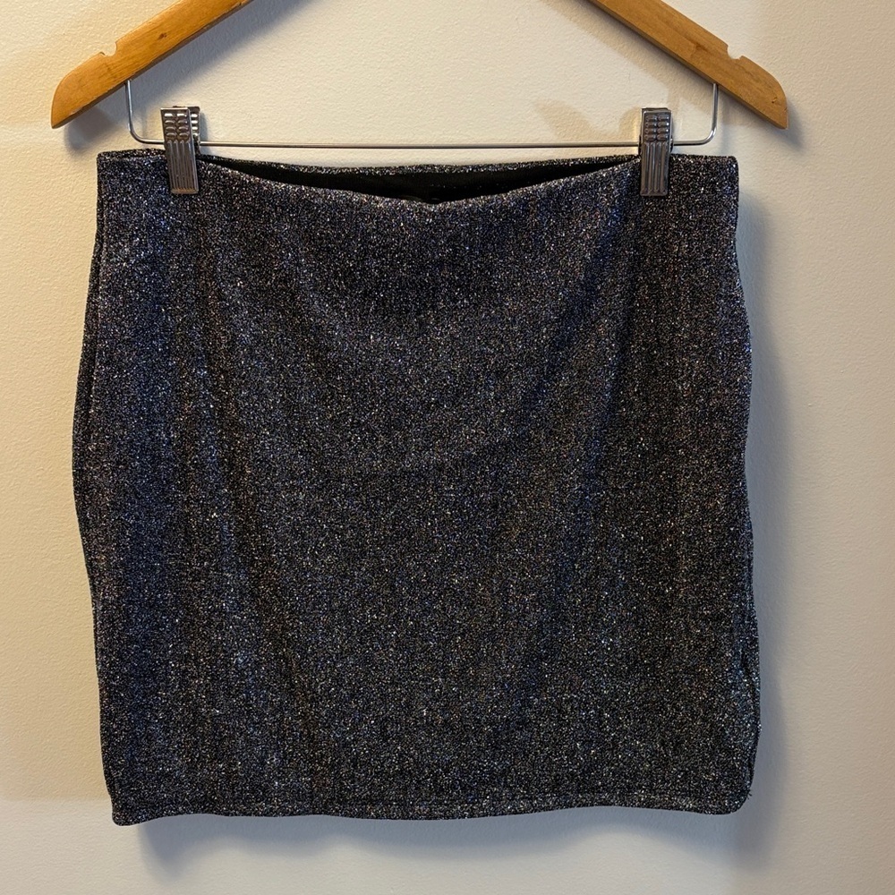 Naked Wardrobe Glitter Stretchy Bodycon Mini-Skirt Size Large